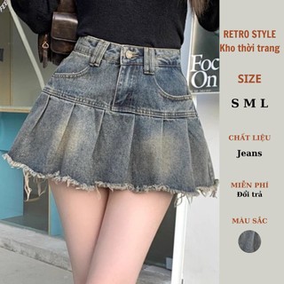 Chân váy jean chữ A lưng cao mùa hè đi chơi đi biển - Retrostyle - Chanvay336_P1K9