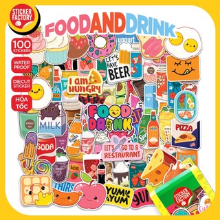 Food and Drink - Set 100 sticker decal hình dán nón bảo hiểm, laptop, xe máy, ô tô - STICKER FACTORY
