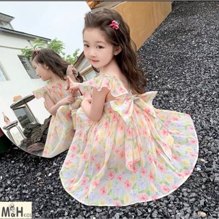 Váy Hoa Nhí Cánh Tiên Công Chúa Bồng Xòe Đính Nơ Sau Lưng 10-26kg