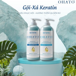 Cặp dầu gội xả keratin ohato 800ml chăm sóc và phục hồi tóc hư tổn