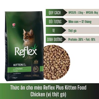 Thức ăn mèo con hạt reflex plus vị gà 1,5kg