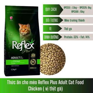 thức ăn hạt Reflex PLUS mèo lớn vị gà  1kg -1,5kg