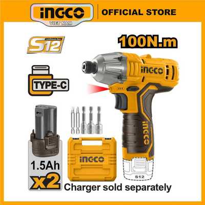 Máy bắn vít 12V INGCO CIRLI12015 có búa 100Nm chuôi lục giác 6,35mm (1/4") typeC chính hãng