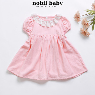 Đầm công chúa cho bé NOBILBABY Váy cổ ren tay phồng thanh lịch cho bé gái hàng thiết kế 1-4 tuổi