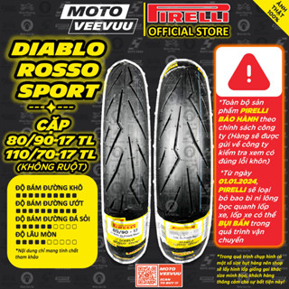 [MTVV] CẶP VỎ LỐP xe máy PIRELLI Rosso Sport 80/90-17 & 110/70-17 Sirius EX 150 EX 135 Dream Wave FU Winner<END>