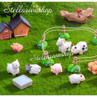 Mô hình con vật nông trại bò, gà, heo, dê trang trí tiểu cảnh, decor terrarium [ có clip thật ]