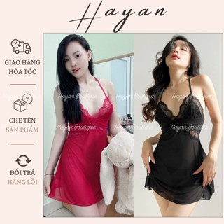  HT20 Váy ngủ sexy nơ v1 dáng xuông tôn dáng đồ ngủ ren xuyên thấu hở lưng quyến rũ HT20 