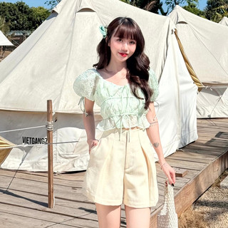 Quần Short Nữ Ngắn Lưng Cao Xếp 1 Ly Bản To Thời Trang Nữ GAGO GO4213