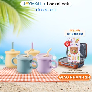 Bộ 2 ly cốc có tay cầm cho bé Lock&Lock 200ml Silicone Straw Cup LBB015S7 - Hàng chính hãng kèm ống hút silicone-JoyMall