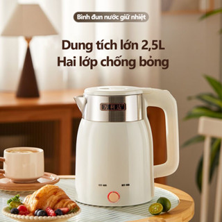 Ấm Đun Nước Điện 2.5L, Chống Bỏng Hai Lớp, Tự Động Ngắt, Nhanh Chóng Đun Sôi Nước