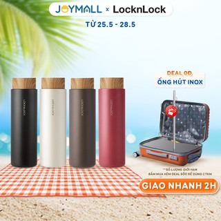 Bình giữ nhiệt Lock&Lock 400ml LHC4227 Flat - Hàng chính hãng, có khay lưới lọc trà, nắp nhựa kiểu gỗ - JoyMall