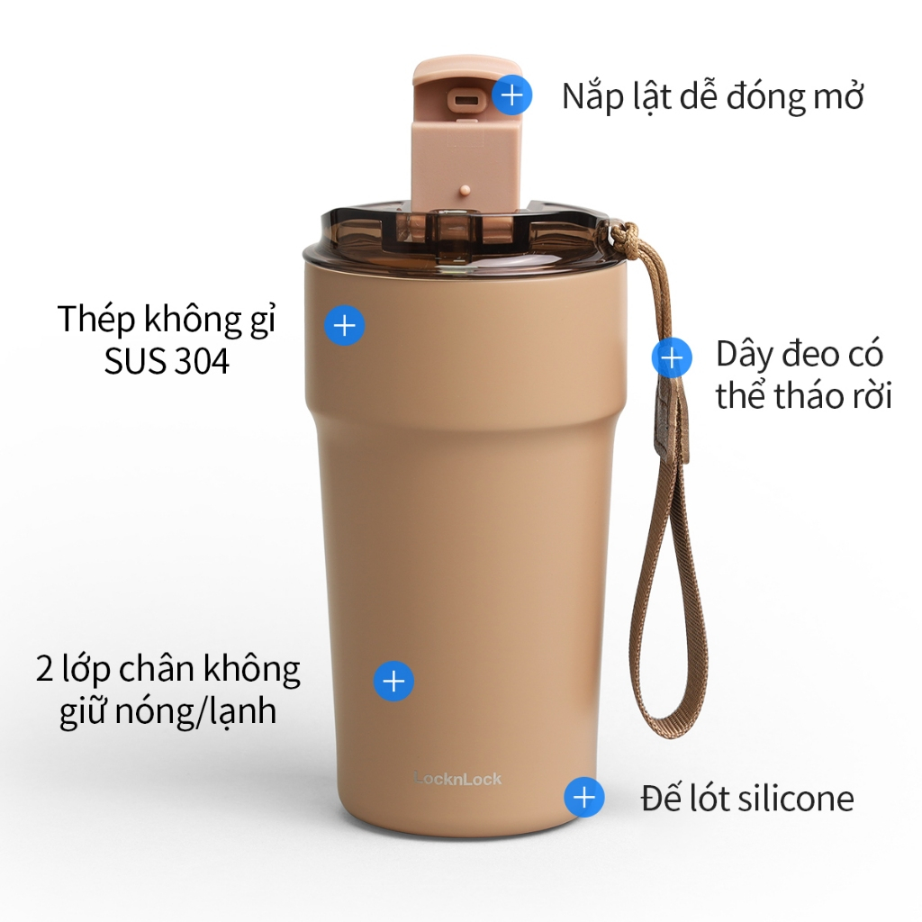Bình giữ nhiệt LocknLock Metro Cafe Tumbler 650ml / 500ml / 750ml bằng thép không gỉ 304 phủ sứ kèm dây xách | BigBuy360 - bigbuy360.vn