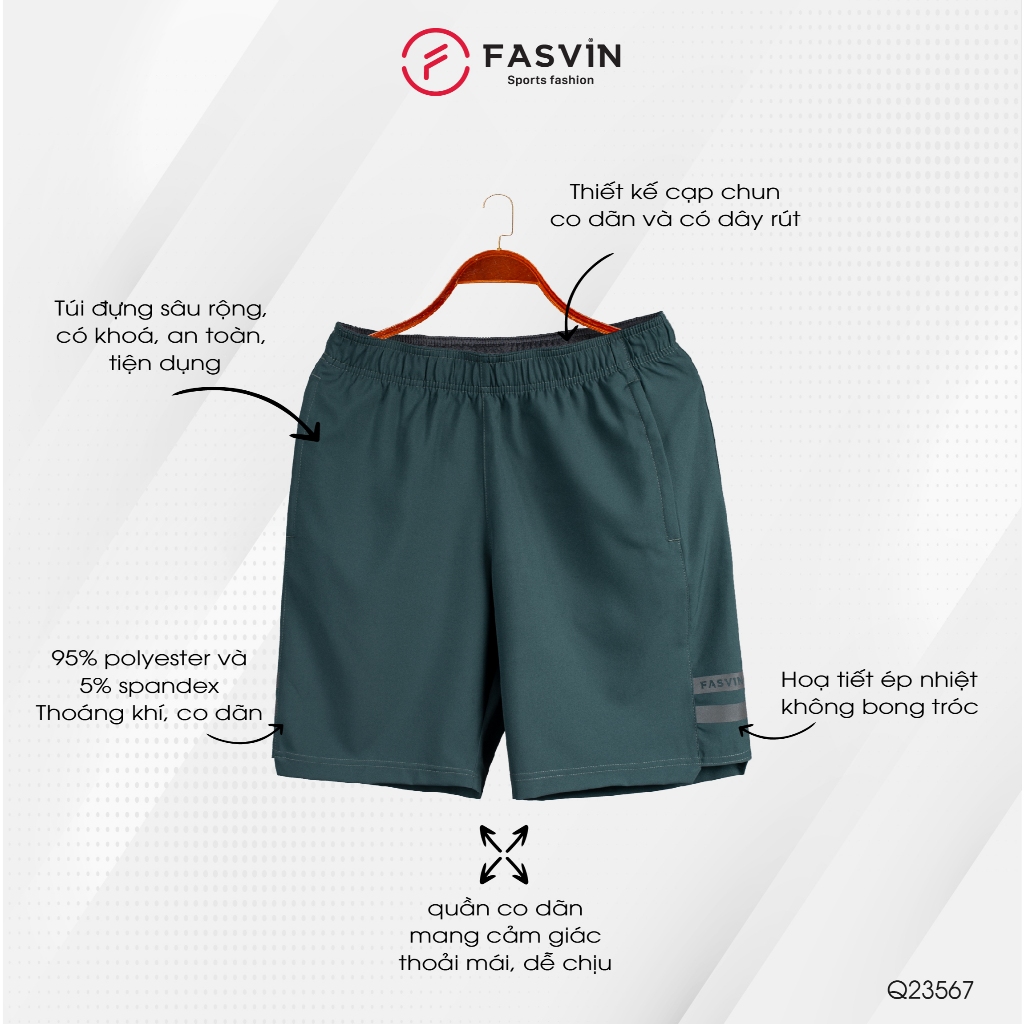Quần short nam Fasvin Q23567.HN vải dù gió mềm mát co giãn thoải mái tiện dụng chất đẹp hàng nhà máy
