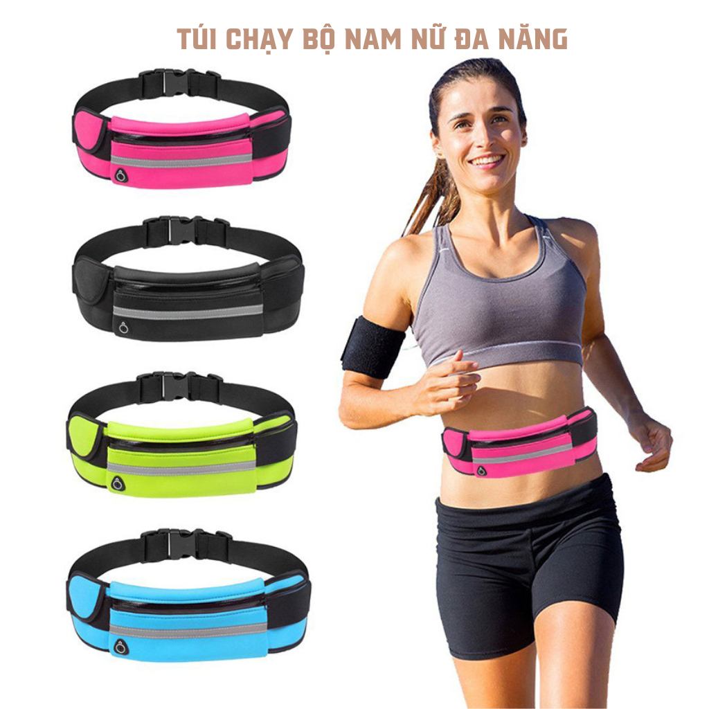 Túi đeo hông đeo bụng chạy bộ thể thao - Túi Đựng Điện Thoại Chạy Bộ Có Lỗ Luồn Tai Nghe Và Kèm Cài Chai Nước