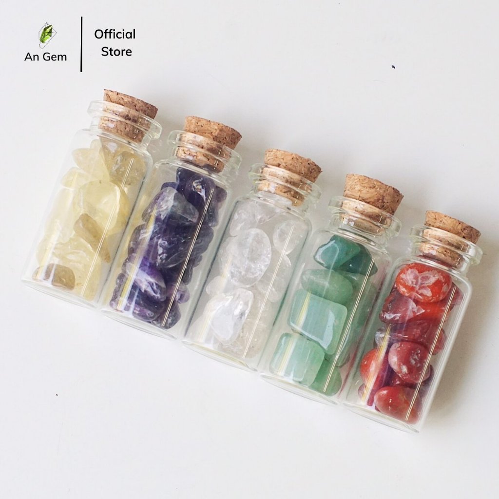 Hũ đá mini thanh tẩy tarot An gem Beauty from unique, tinh thể đá vụn trang trí không gian