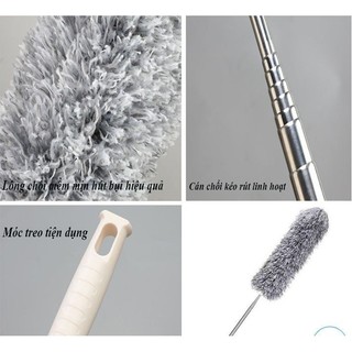 Chổi Quét Trần Nhà Có Cán Điều Chỉnh Độ Dài Tới 2,5m Cây Phất Trần Quét Mạng Nhện, Lau Chùi Bụi Bẩn Trên Cao