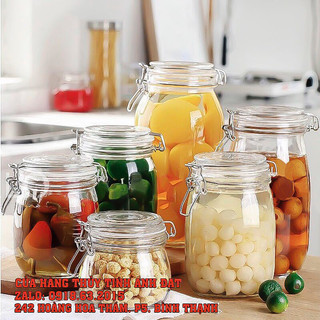Hũ thủy tinh nắp cài kín hơi đựng thực phẩm có gioăng cao su 1000ml, 3l