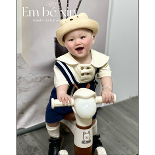 Sét yếm sơ mi công tử nhí chất liệu cotton co giãn 4 chiều bộ quần xanh đen kaki áo yếm cho bé trai và gái hàng thiết kế