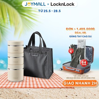 Bộ hộp cơm giữ nhiệt LocknLock Lunch Box LHC8052S02, Hàng chính hãng, 3 hộp giữ nhiệt, kèm túi và bộ muỗng đũa - JoyMall