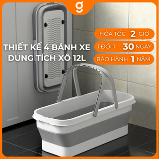 Xô đựng nước gấp gọn đa năng chậu gấp gọn tiện lợi xô đựng nước có bánh xe di chuyển 12L GOMOP