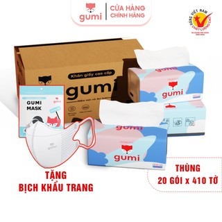 Khăn giấy ăn Gumi giấy rút gumi thùng 20 gói 5 lớp gấu trúc siêu dai cao cấp tặng khẩu trang