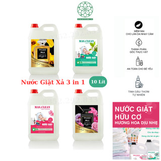 Nước Giặt Xả Hữu Cơ Thơm Lâu MAS.CLEAN An Toàn Cho Da Nhạy Cảm Và Da Em Bé - Can 10L Siêu Tiết Kiệm