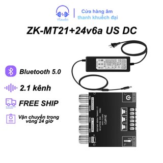  【Hồ Chí Minh ZK-MT21+24v6a US DC Bộ khuếch đại loa siêu trầm TPA3116 2.1 Kênh Bluetooth 5.0 50WX2 Công suất 100W 