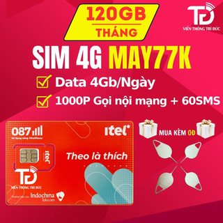 [ Đăng Ký Chính Chủ ] Sim 4G itel Mạng Vinaphone - Data 120Gb/Tháng, Gọi Miễn Phí, Xài thả ga chỉ 77k/tháng - CÓ ESIM