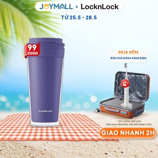 Ly nhựa LocknLock 2 lớp HAP519 580ml màu xanh - Hàng chính hãng nắp bật có lưới lọc trà (Độc quyền JoyMall)