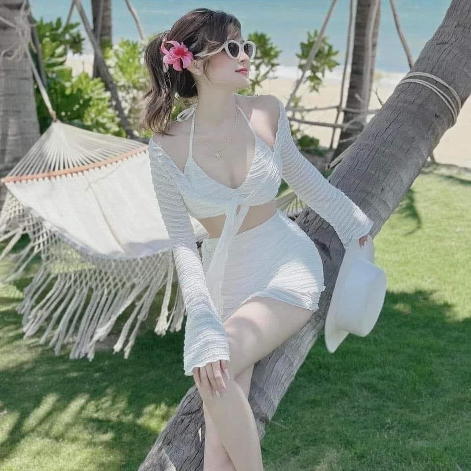 Size [M,L,XL] Bikini đồ bơi đi biển set 4 món gợn sóng 3D dễ thương 922 | BigBuy360 - bigbuy360.vn