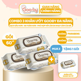  Khăn giấy ướt Gooby Premium 60 tờ cao cấp, không cồn, không parabens, mềm mịn, an toàn với da trẻ nhỏ