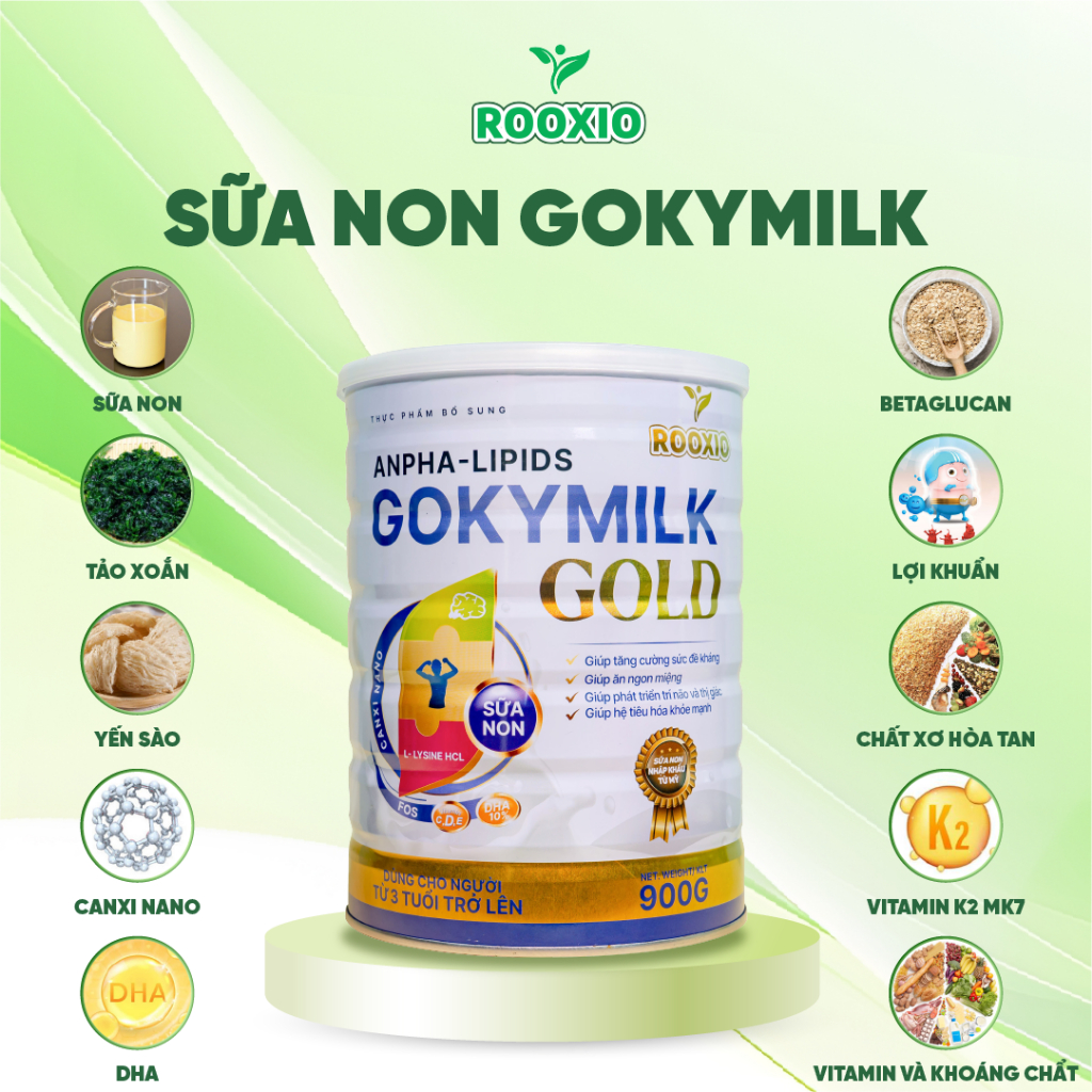 Sữa non Anpha Lipit Gokymilk Gold 900g tăng cường hệ miễn dịch, bổ sung canxi, vitamin