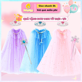 Set đồ hóa trang công chúa Elsa cho bé gái nhiều chi tiết Áo choàng Gậy phép, vương miện, Phụ kiện cho bé gái LOẠI 1