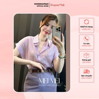  Set đồ nữ áo màu tím pastel áo sơ mi kẻ phối chân váy dáng dài ôm dáng trẻ trung hàng hot trend Hong Mai Tran ST13687 