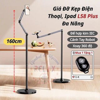 Giá đỡ kẹp điện thoại ipad L58 Plus gấp gọn, livestream xoay 360 độ hợp kim nhôm 6061 cao cấp