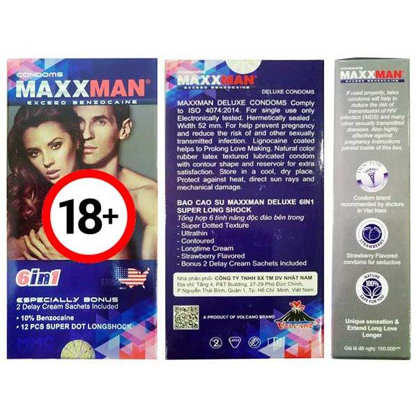 Bao cao su MaxxMan 6in1 gai lớn, kéo dài thời gian quan hệ