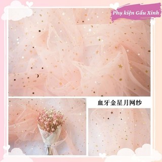 Vải lưới trăng sao bạc lấp lánh phụ kiện chụp ảnh