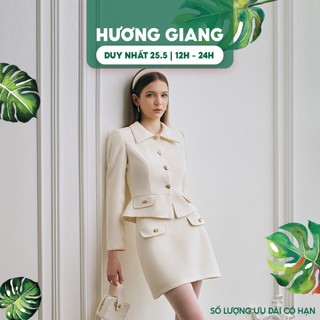Darling.ism - set áo khoác và chân váy cressa set vải tweed kem