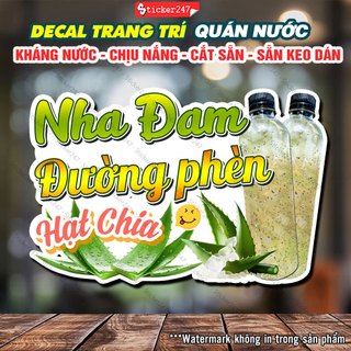 Decal nha đam đường phèn hạt chia chống nước - hình dán nha đam đường phèn dán kính, tường, xe đẩy, quán nước