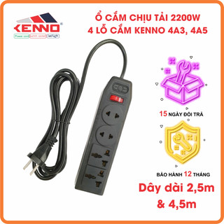 Ổ Cắm Điện Đa Năng Chịu Tải 2200W Kenno 4 Lỗ Cắm Có Công Tắc, Chuyên dùng nồi cơm, siêu tốc...