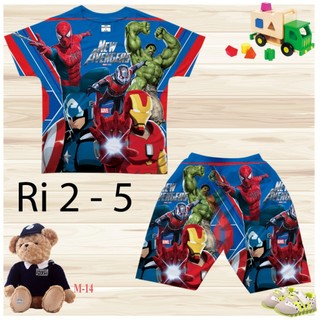  Đồ bộ bé trai, bộ cộc tay cho bé trai hình siêu nhân size 8-20KG chất thun lạnh Thái mát