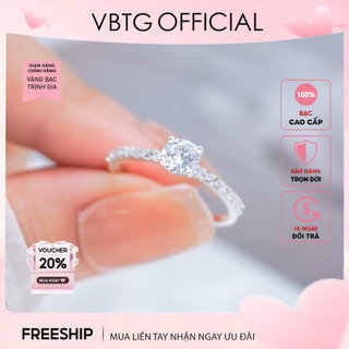 Nhẫn bạc nữ vbtg nhẫn nữ đính đá đơn giản cá tính - nhẫn bạc ta cao cấp vbtg8338
