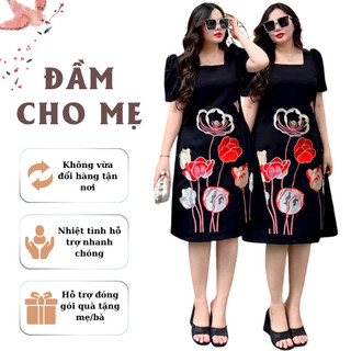 Đầm Thêu Lotus Siêu sang trẻ trung thanh lịch phù hợp đi tiệc U45-55, form suông A tay phồng che khuyết điểm tốt CG036