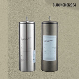  Bình đựng nước giữ nhiệt Iced Americano có ống hút dung tích 600ml Ly cốc giữ nhiệt cute uống cà phê dùng văn phòng 