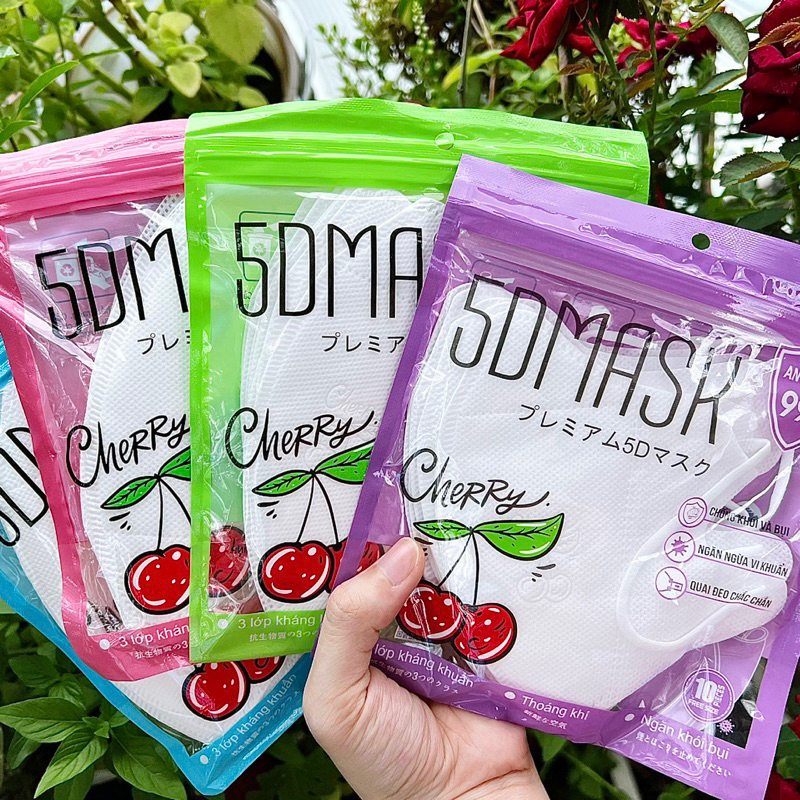 Thùng 200 cái Khẩu Trang 5D Mask Cherry 3 lớp kháng khuẩn hàng công ty