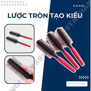 Lược tròn lô cuốn tạo kiểu đa năng dập phồng vuốt keo cho gỡ tóc rối - lược rãnh nhỏ rẽ ngôi