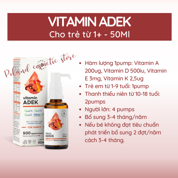 Vitamin ADEK Aura Herbals cho bé bổ sung vitamin D3 hỗ trợ phát triển chiều cao, thị lực