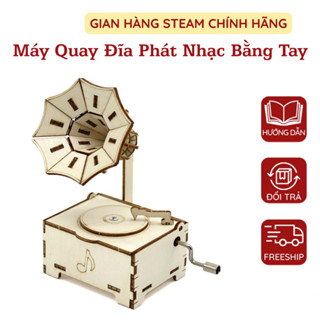 Hộp Âm Nhạc, Máy Quay Đĩa Phát Nhạc Bằng Tay Bộ Đồ Chơi Lắp Ráp Bằng Gỗ Diy Sáng Tạo Cho Bé
