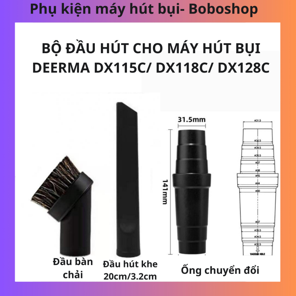 Bộ đầu hút (bàn chải, hút khe) cho máy hút bụi Deerma DX115C/ DX115S/ DX118C/ DX128C