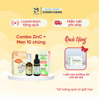 Combo Cho Bé Hết Biếng Ăn Kẽm ZinC Ocecri Và Men 10 Chủng Msmarty Nhập Khẩu Từ Italia Bé Ăn Ngon Tăng Cân Đều